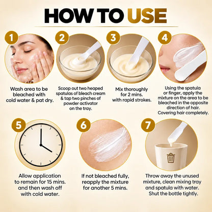 Spring H2O Gold Bleach Cream how to use with mixing, facial application, processing time and washing instructions