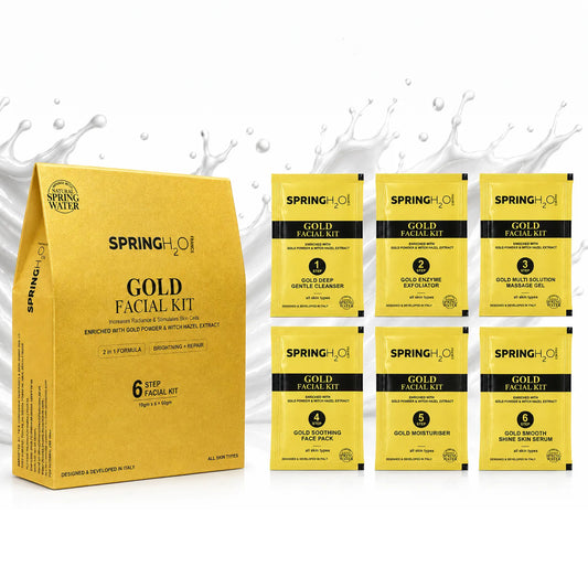 SPRING H2O Gold Facial Kit 60 gm 2 in 1 Formula Brightning+Repair 6 Step