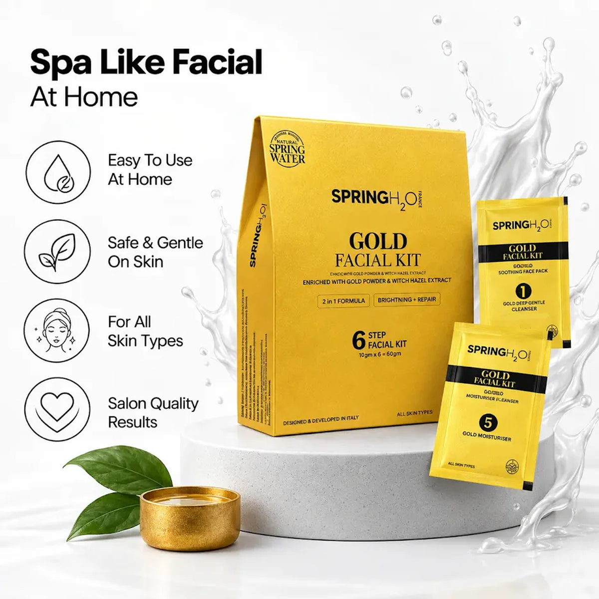 SpringH2O Gold Facial Kit skincare products
