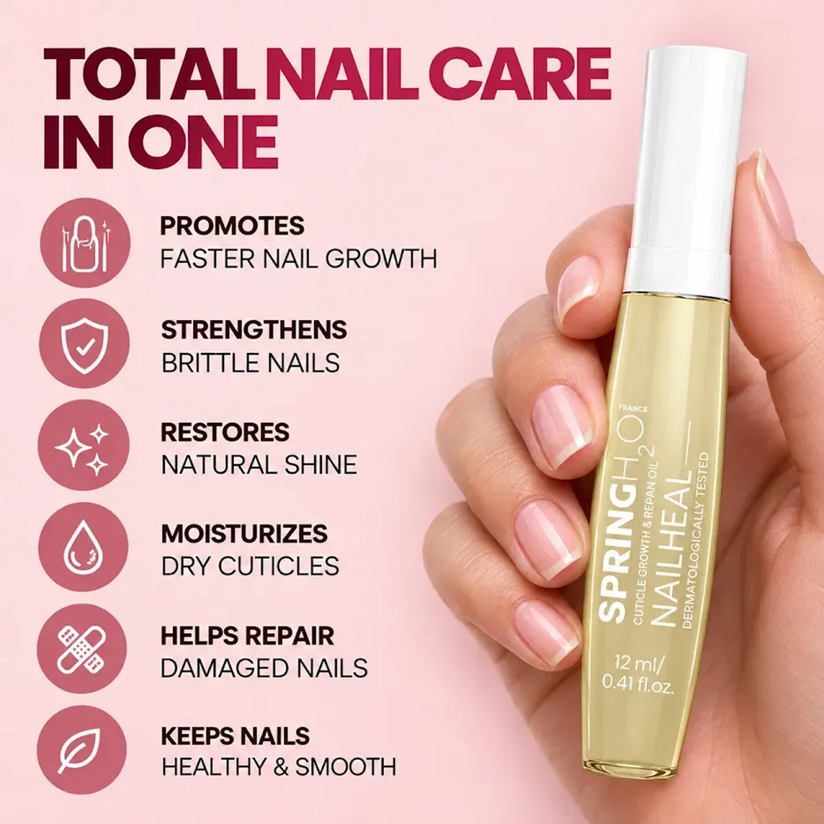 Spring H2O Nail Heal Cuticle Growth and Repair Oil for faster nail growth, stronger nails and moisturized cuticles