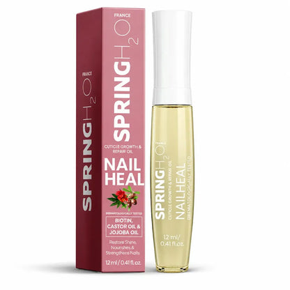 Spring H2O Nail Heal Cuticle Growth and Repair Oil with Biotin, Castor Oil and Jojoba Oil 12 ml