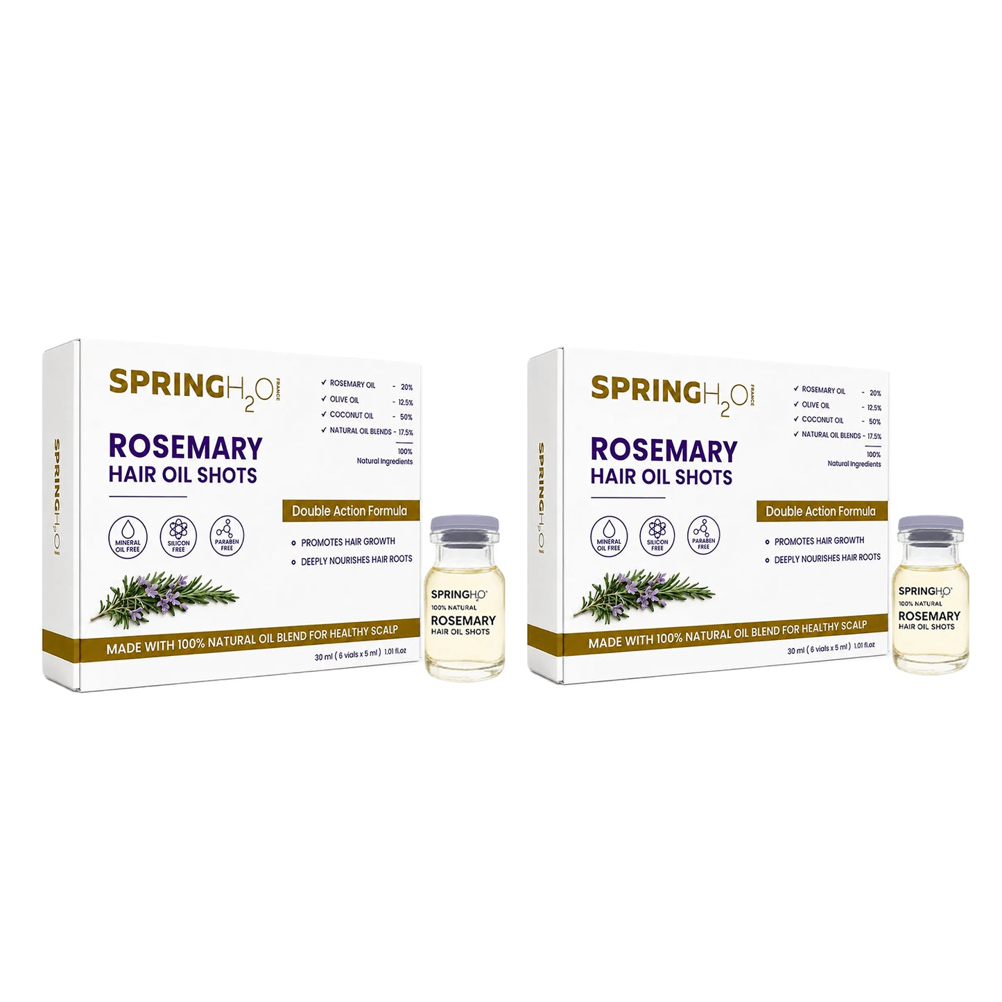 Spring H2O Rosemary Hair Oil Shot Combo Pack of 2 | Hair Growth Oil for Stronger, Healthier & Thicker Hair