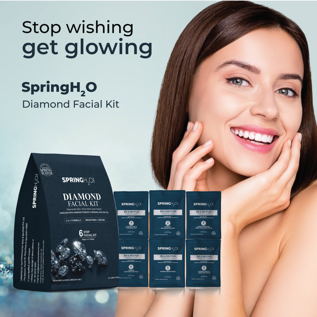 SPRING H2O 24 Carat Gold Facial Kit + Diamond Facial Kit For Anti Acne, Repair, Brightening & Glowing Skin Combo (2 Items in the set)