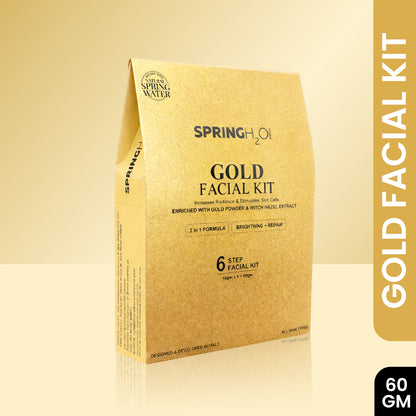 SPRING H2O Gold Facial Kit 60 gm 2 in 1 Formula Brightning+Repair 6 Step