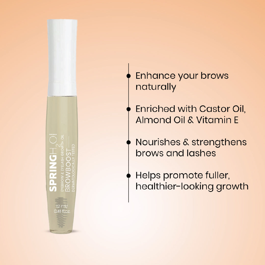 SPRING H2O BrowBoost Eyebrow & Eyelash Growth Oil, Enriched with Natural Ingredients 12 ml