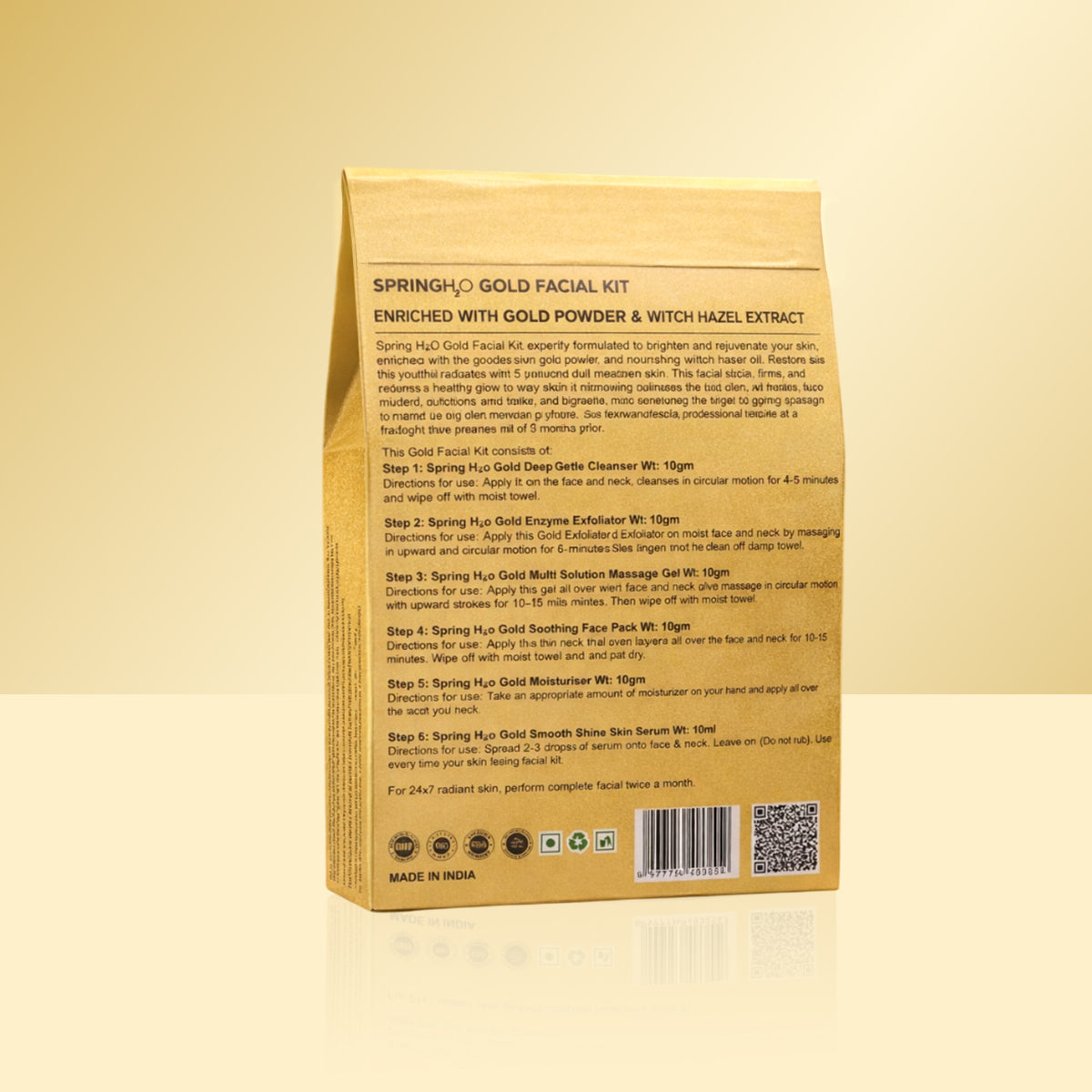 SPRING H2O Gold Facial Kit 60 gm 2 in 1 Formula Brightning+Repair 6 Step
