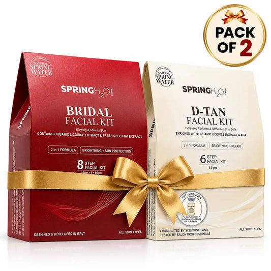 SPRING H2O Combo Pack Of D tan Facial Kit + Bridal Facial Kit For Anti Aging, Damage Cell Repair, Instant Brightening & Natural Glow Skin (2 Items in the set)