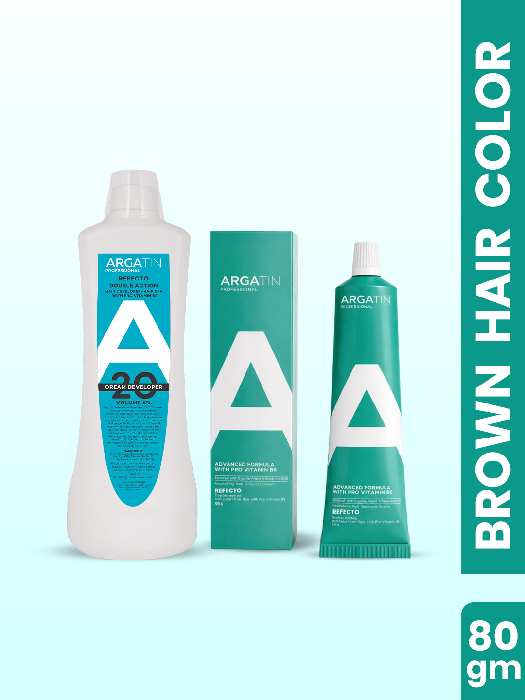 Argatin Professional "Developer 6% 20 Volume" Refecto & brown refcto color tube