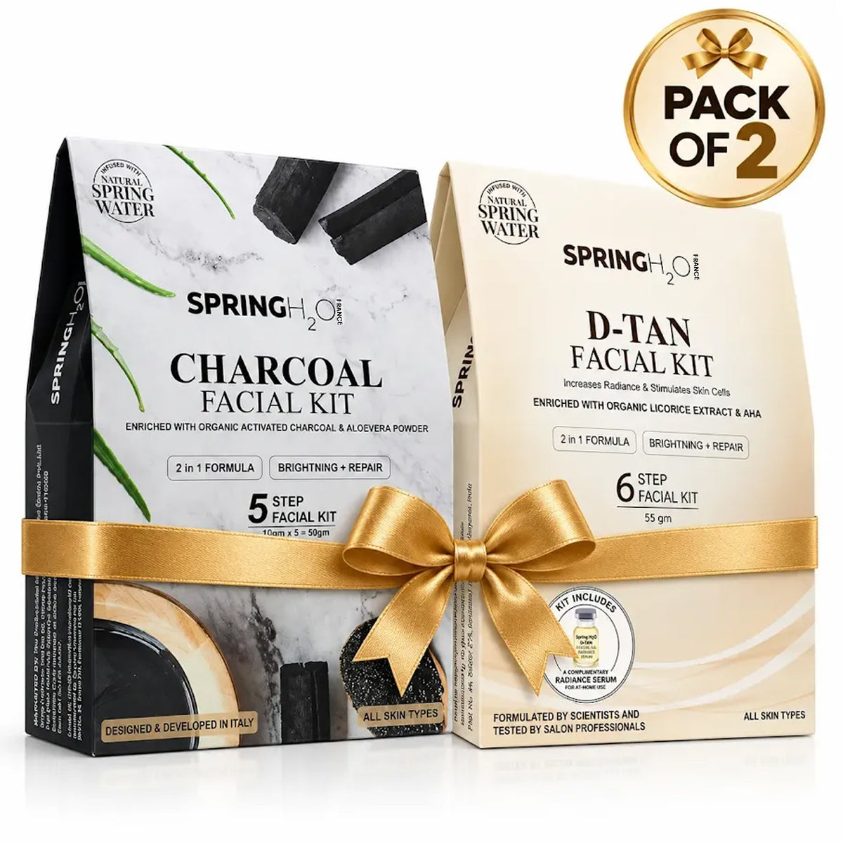 SpringH2O Charcoal and D-Tan Facial Kit combo pack of 2