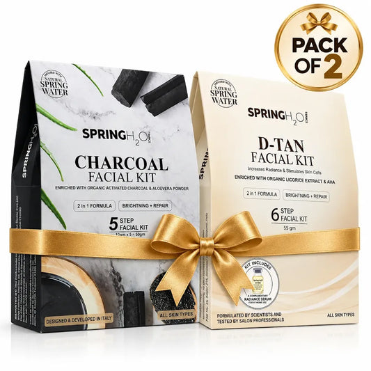 SPRING H2O Charcoal and D-Tan Facial Kit Combo For Men's and Women's All Type skin Solution 100 g (2 x 50 g)