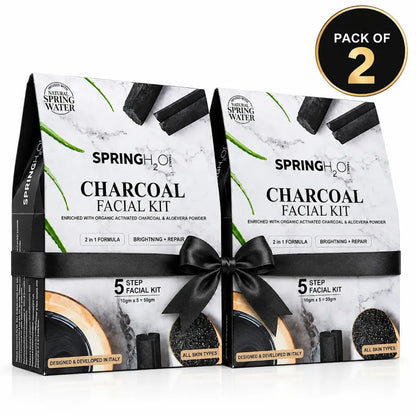 Spring H2O Charcoal Facial Kit complete facial care combo for cleansing, exfoliation, nourishment and brighter, smoother-looking skin