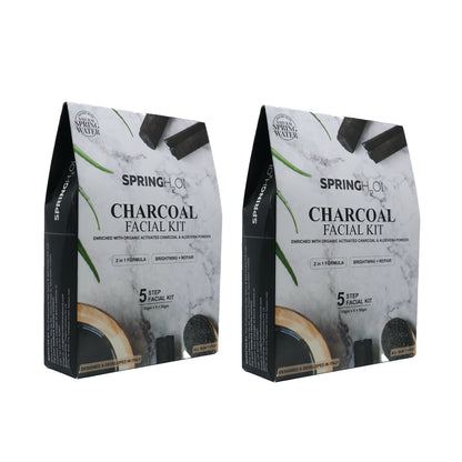 SPRING H2O Charcoal Facial Kit 50 gm 2 in 1 Formula Brightning+Repair 5 Step Pack of 2