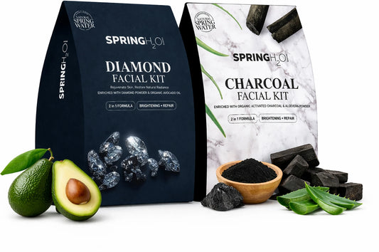 SPRING H2O Combo Pack Of 6 Step Diamond + 5 Step Charcoal Facial Kit for Deep Cleansing, Brightening And Skin Purifying (2 Items in the set)