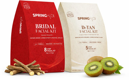 SPRING H2O Combo Pack Of D tan Facial Kit + Bridal Facial Kit For Anti Aging, Damage Cell Repair, Instant Brightening & Natural Glow Skin (2 Items in the set)