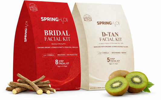SPRING H2O Combo Pack Of D tan Facial Kit + Bridal Facial Kit For Anti Aging, Damage Cell Repair, Instant Brightening & Natural Glow Skin (2 Items in the set)