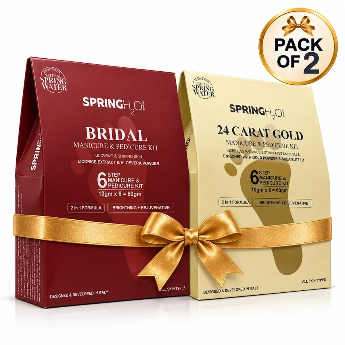 Spring H2O Bridal and 24 Carat Gold Manicure and Pedicure Kit combo with 6-step manicure and pedicure treatment
