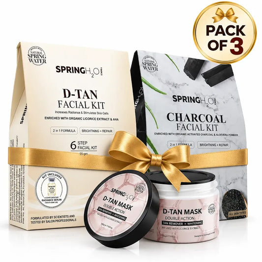 Spring H2O Complete D-Tan & Charcoal Facial Combo Pack with D-Tan Mask