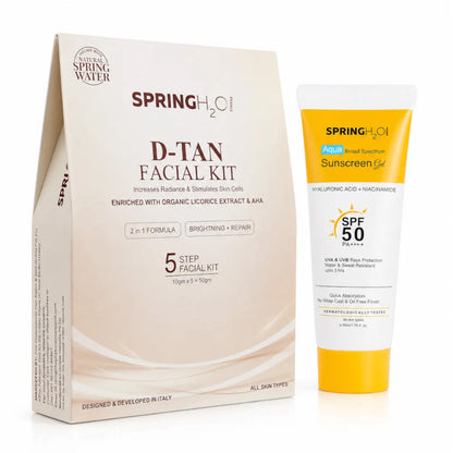 SPRING H2O D-TAN Facial kit & SPF 50 Sunscreen Gel combo