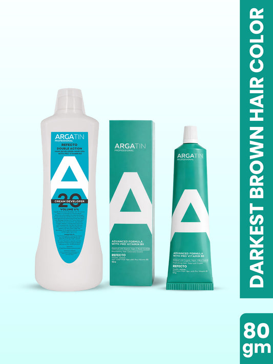 Argatin Professional "Developer 6% 20 Volume" Refecto & Darkest brown refcto color tube