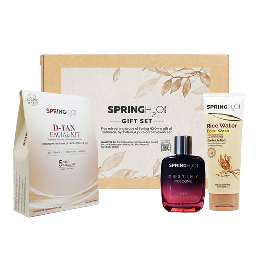 SPRING H2O Men's Perfume, D-Tan Facial Kit & Rice water Face Wash