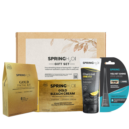 SPRING H2O Gold Facial, Gold Bleach, Charcoal Face Wash & Eyeliner