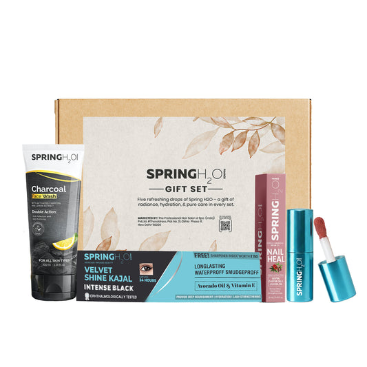 Spring H2O Charcoal Face Wash, Matte Lipstick, Intense Kajal & Nail Repair Oil