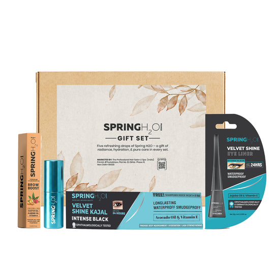 Spring H2O Velvet Makeup Combo – Lipstick, Kajal, Eyeliner & Brow Oil