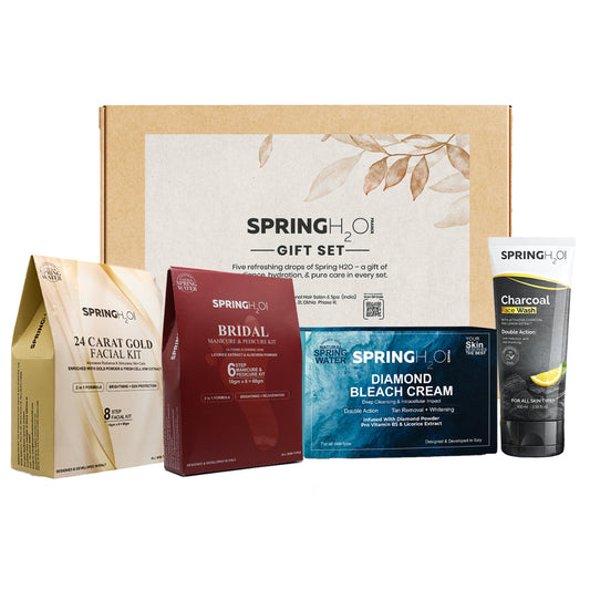 SPRING H2O Gold Facial, Diamond Bleach, Charcoal Face Wash & Mani Pedi Kit