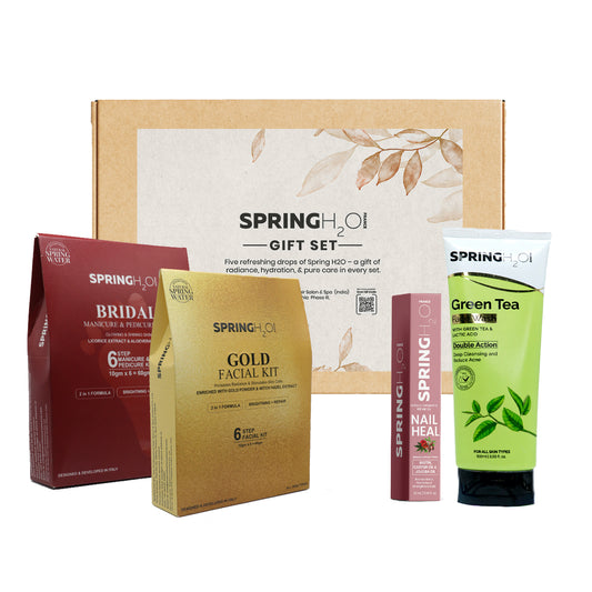 SPRING H2O Gold Facial Kit, Bridal Mani Pedi Kit, Face Wash & Nail Heal Oil
