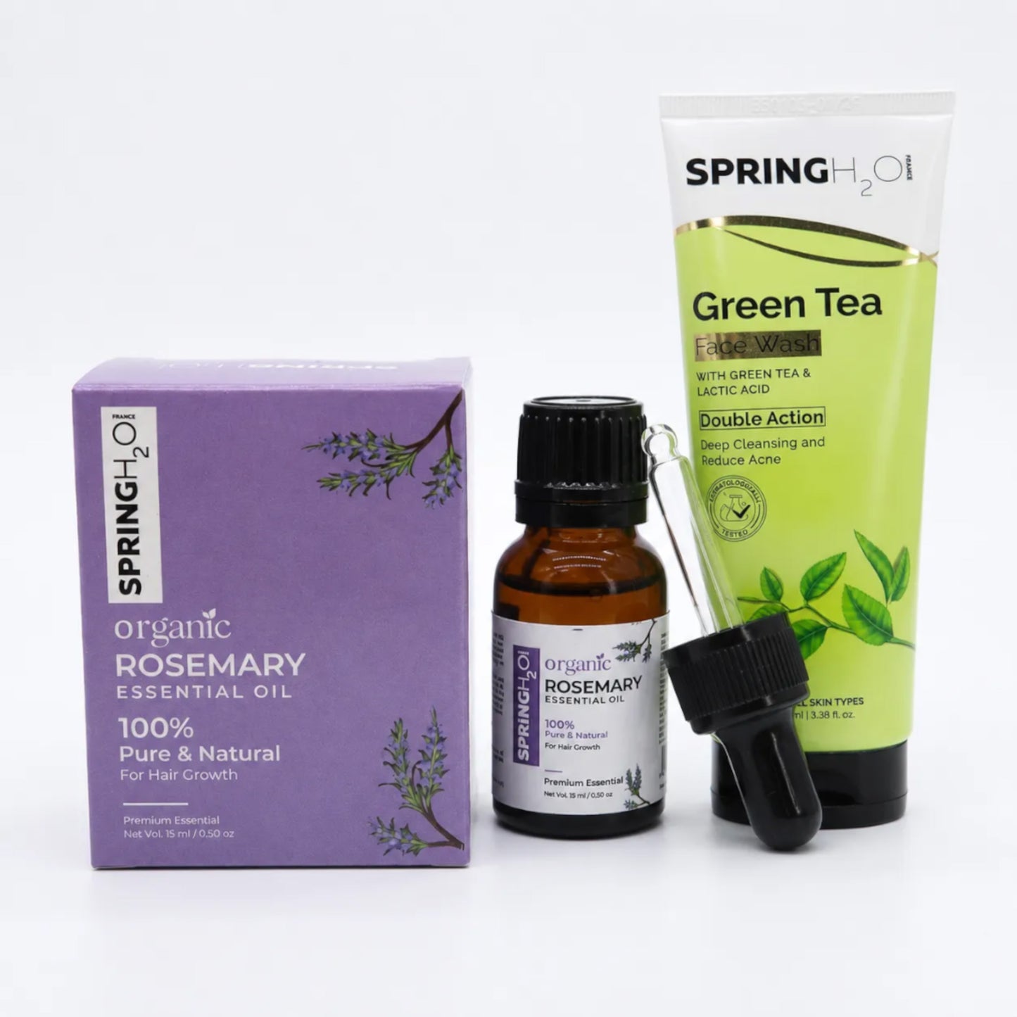 Organic Tea Tree Essential Oil and  green tea face wash combo for acne