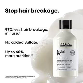 L'Oreal Professionnel Metal Dx Anti-Metal Cleansing Cream Shampoo For Hair Breakage (300ml)