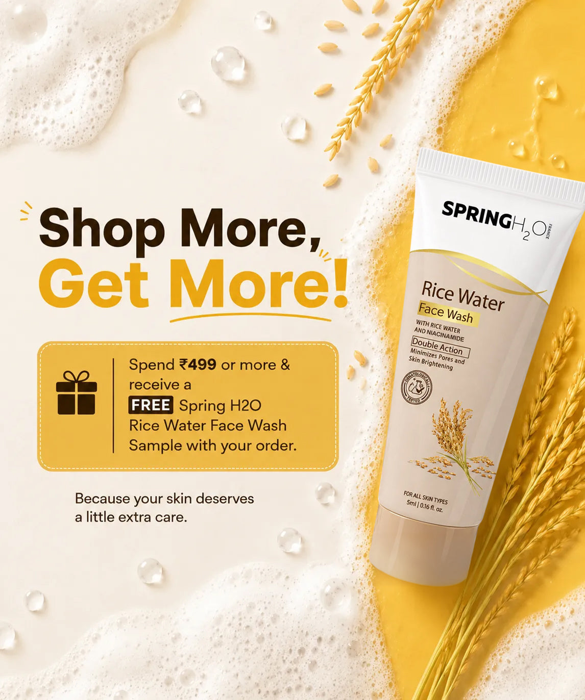 SPRING H2O Rice Water Niacinamide For Minimize Pores Face Wash (5ML)