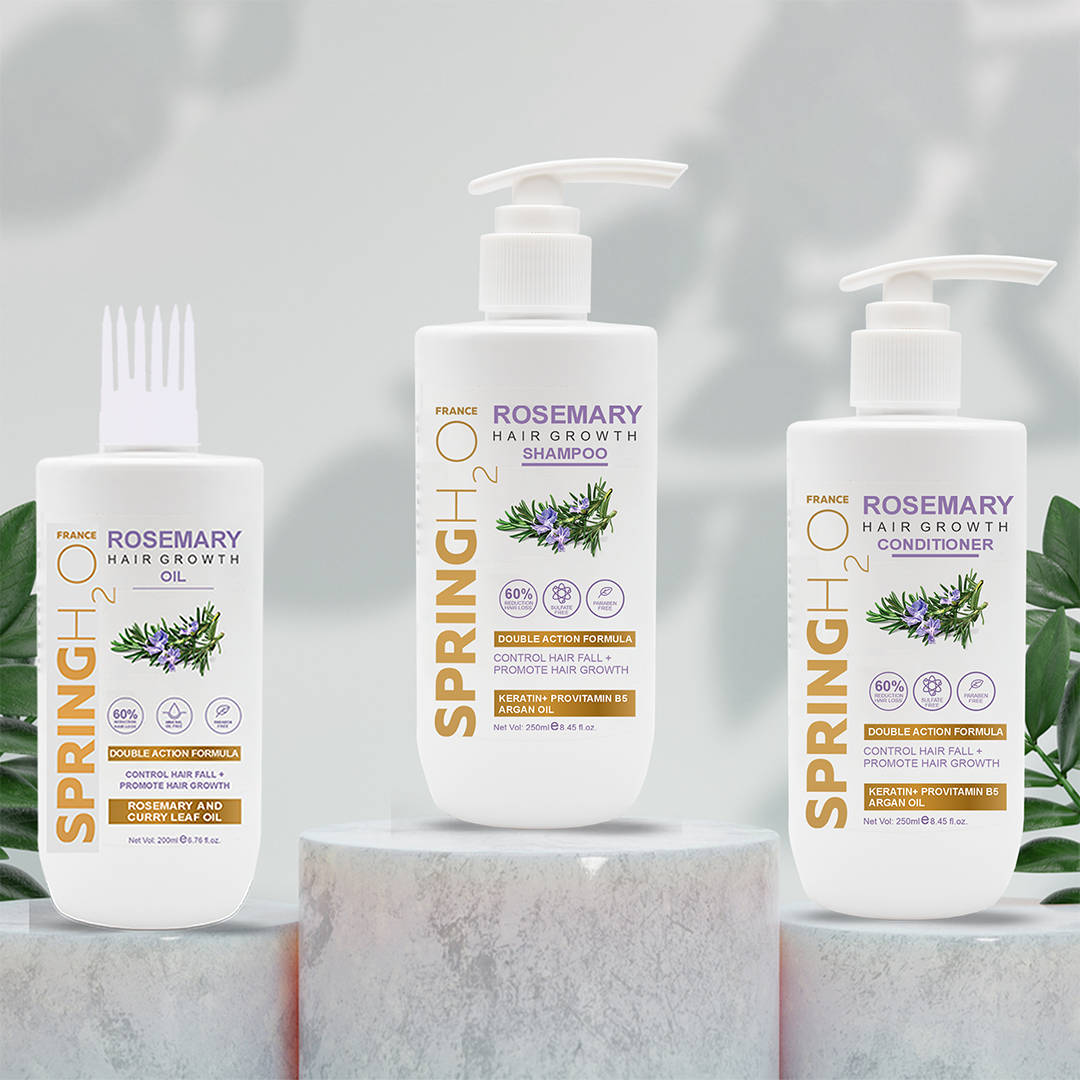 Spring H2O Rosemary Hair Care Combo – Shampoo, Conditioner & Hair Oil
