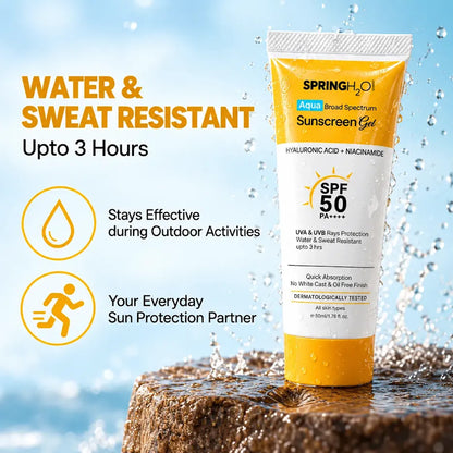 Spring H2O Sunscreen SPF 50 PA+++ lightweight formula for sun protection, UV defense and healthy-looking skin