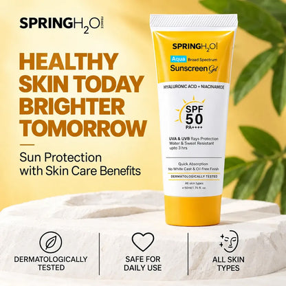 Spring H2O Sunscreen SPF 50 PA+++ daily sunscreen for protection from harmful UV rays with lightweight skin-friendly formula